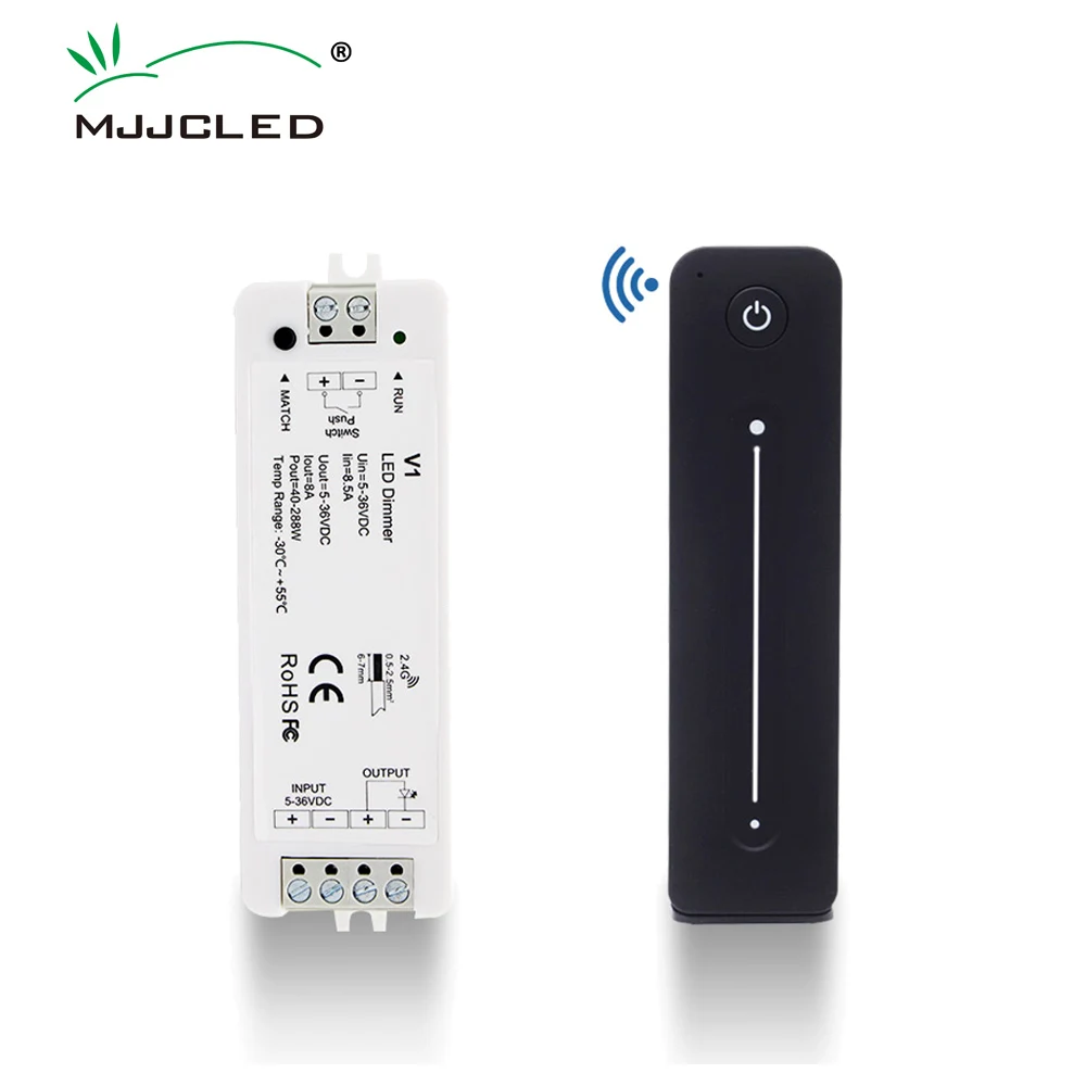 Dimmer 12V 24V 36V 5V DC 8A 2.4G RF PWM Wireless Touch Remote per Interruttori Luce di Striscia LED Singolo Colore Dimmer Controller V1 R11