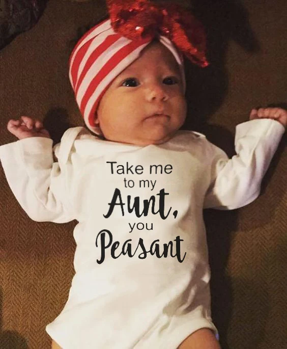 Take Me To My Aunt Your Peasant Newborn Baby Funny Romper Infant Boys GirlsLong Sleeve Clothes Baby Fashion Jumpsuit