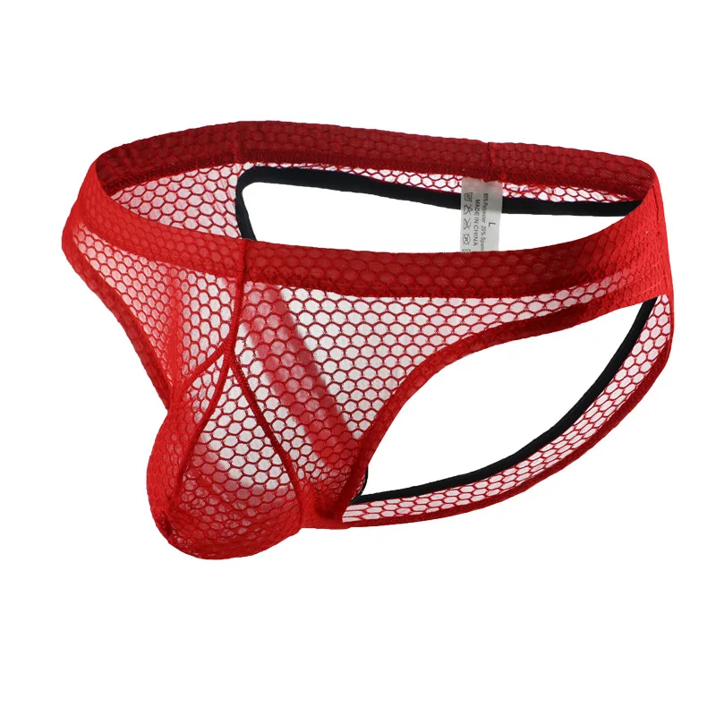 CLEVER-MENMODE Suspensorium Tanga G String Sexy Männer Unterwäsche Mesh Höschen Hohl Unterhose Backless Durchsichtig Ropa Interior