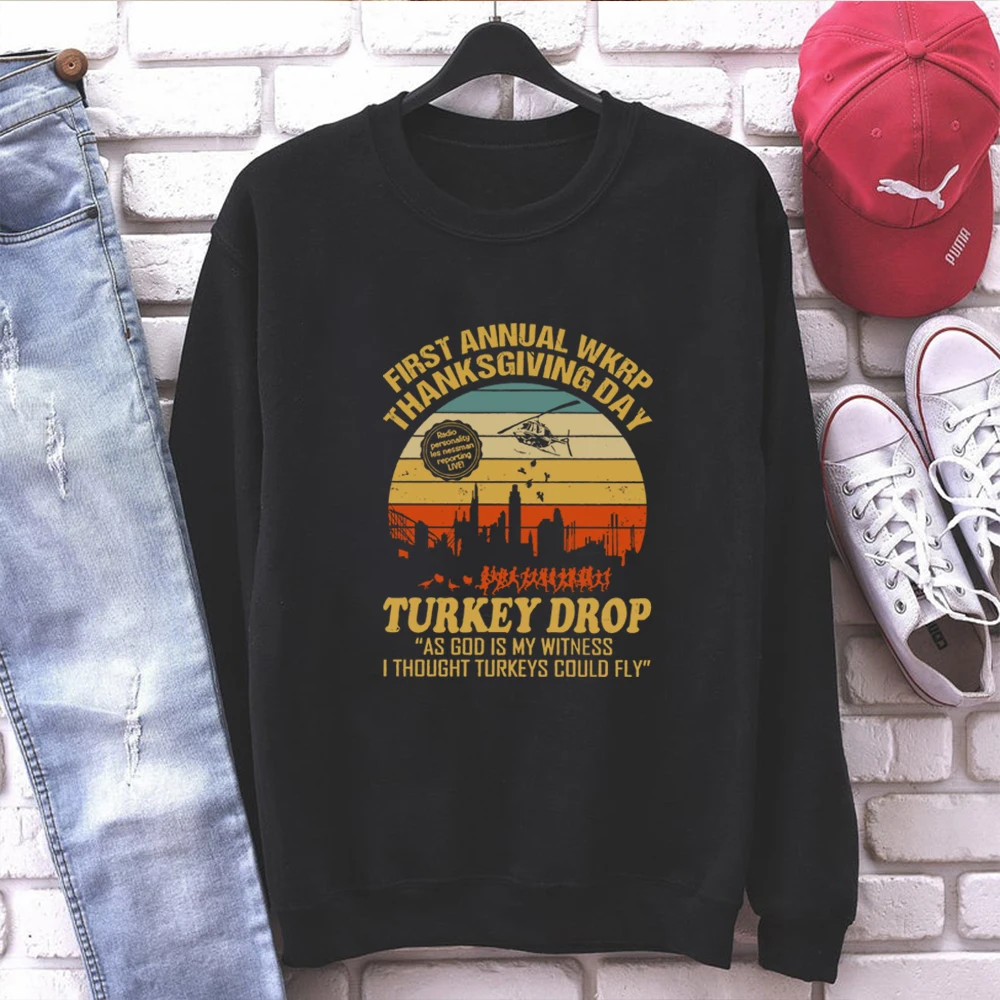 Funny Thanksgiving WKRP Turkey Drop Sweatshirt First Annual WKRP Hoodie Thanksgiving Day Shirt Cincinnati OH Shirts Unisex Tops