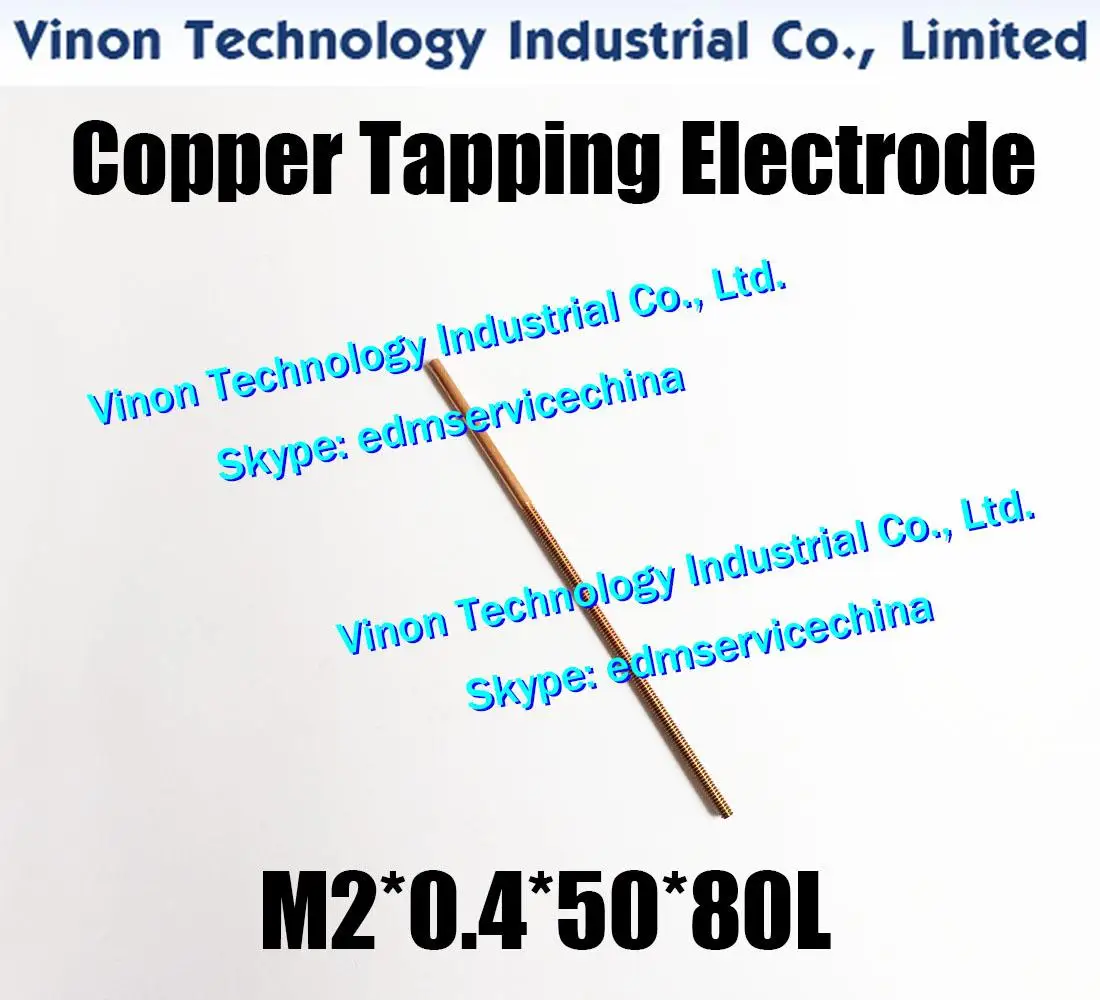 (10pcs/lot) M2*0.4*50*80mm Metric Copper Orbital Tapping Electrode. thread length 50mm, total length 80mm with hole