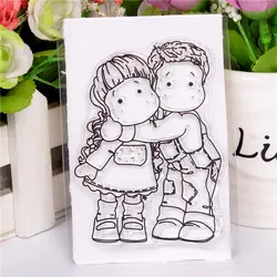 New Girl Boy Cartoon Pattern Stamp Scrapbooking Alphabet Stamp Embossing Craft Making Silicone Transparent Stamps Stickers