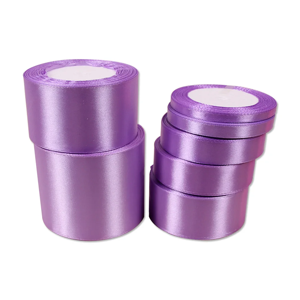 0.6/1/2/2.5/4/5 Cm Geniş Soluk Mor Saten Kurdeleler El Işi Dekoratif Dokuma Hediye Paketi Ipek Bantlar Şapkalar Bant