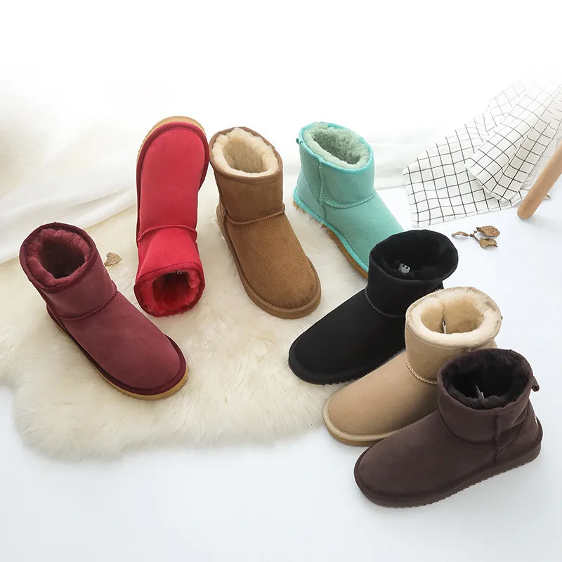 Classic New Winter Boots Genuine Sheepskin Snow Boots 2025 Women's Shoes Natural Fur Wool Real Sheepskin Woman Ankle Snow Boots