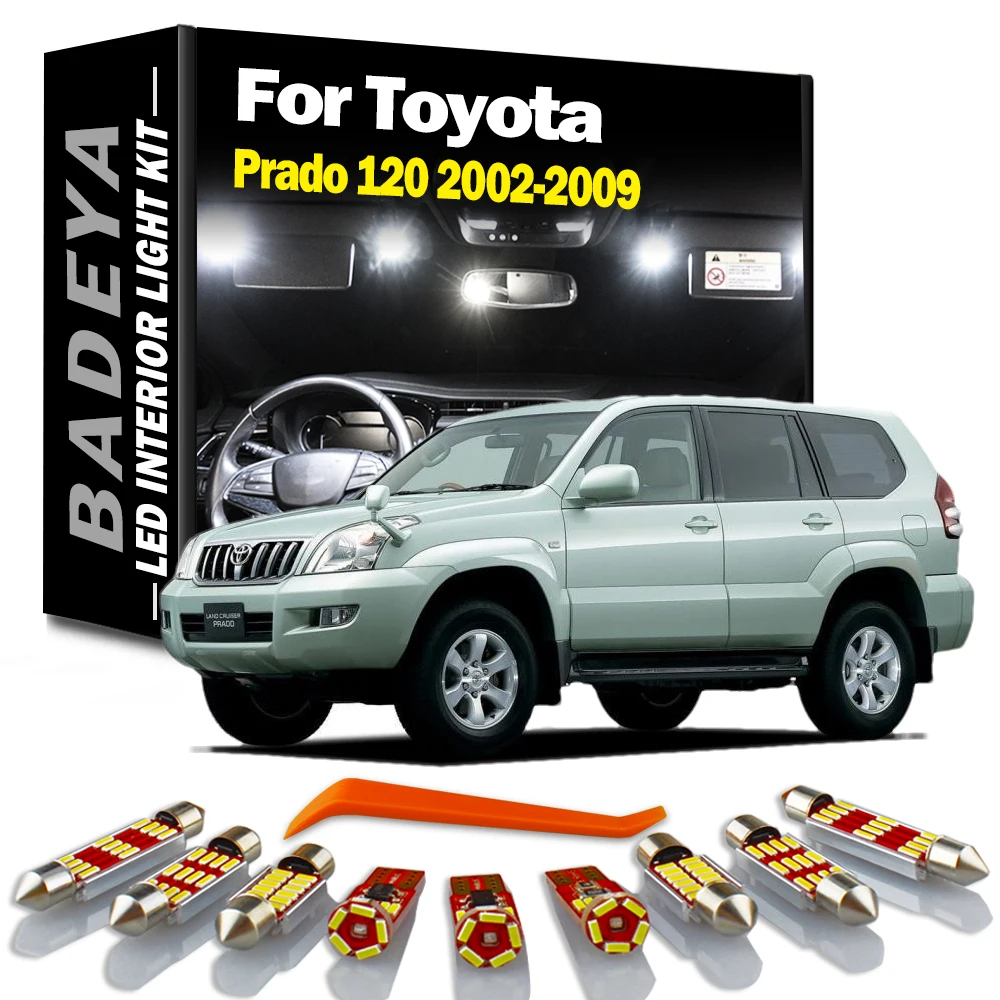 BADEYA 17Pcs Canbus LED Interior Reading Dome Trunk Light Kit For Toyota Prado 120 2002 2003 2004-2009 Car Led Bulbs No Error