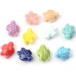20pcs Sea Turtle Ceramic Beads 15x18mm DIY Loose Spacer Mix Color Tortoise Ceramics Bead For Jewelry Making Bracelet Accessories