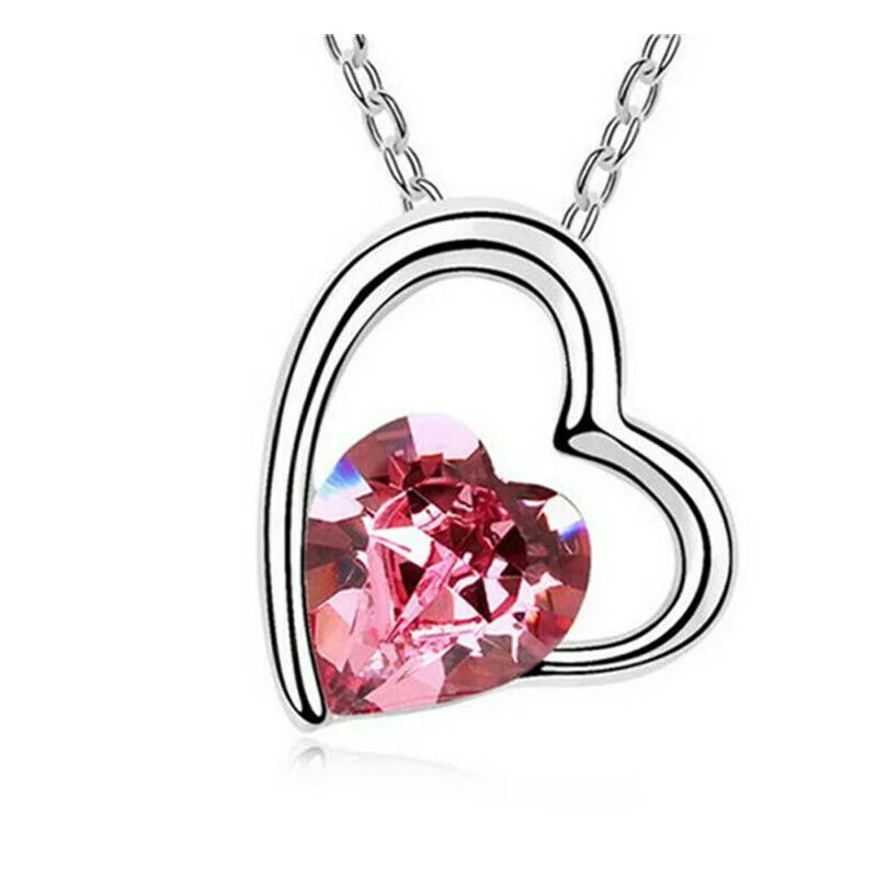 New Girls Necklace Heart Green Color  Crystal Cz Cubic Zircon Ia Pendant