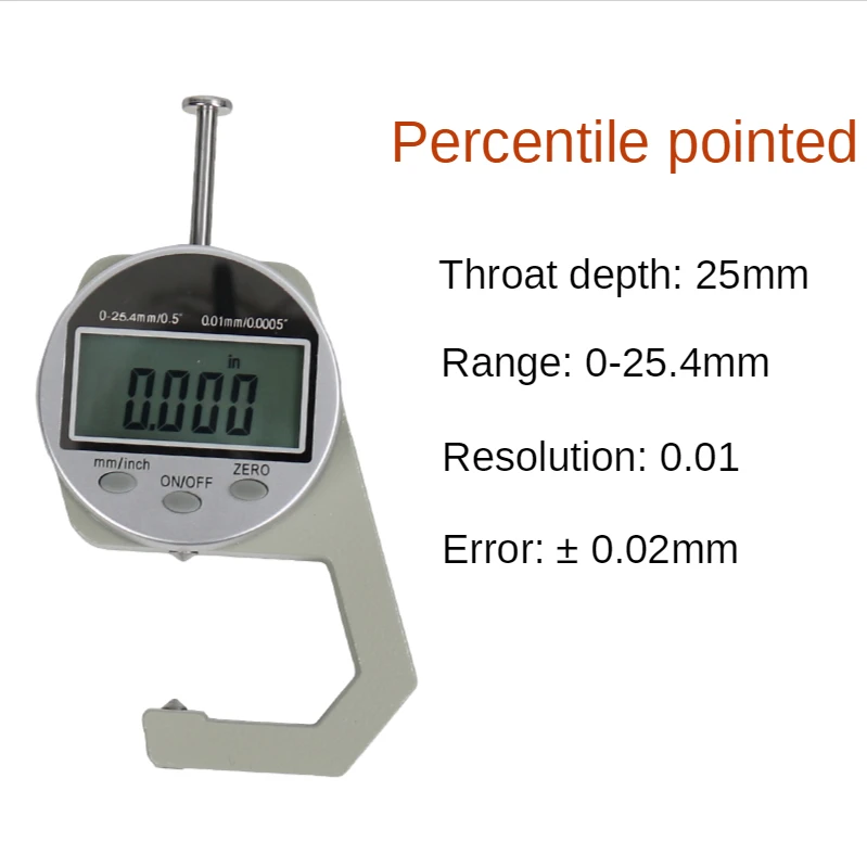 Portable Large LCD Electronic Mini 0.01 Digital Thickness Gauge Meter 0-25.4 mm For Paper Leather Wood Board Measuring Tool