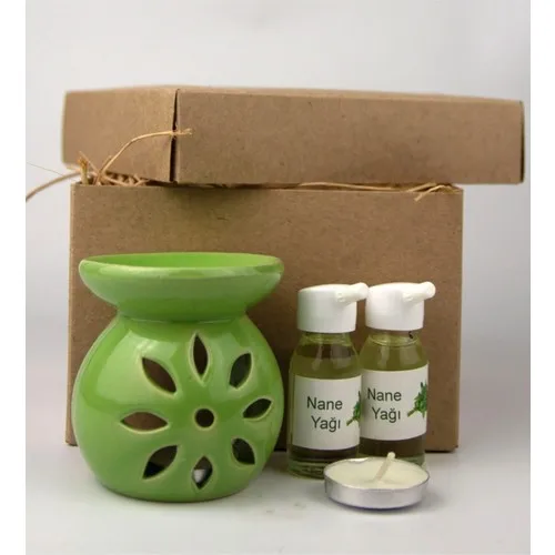 Gift Idea Daisy Design Mint Oil Censer Set-Green