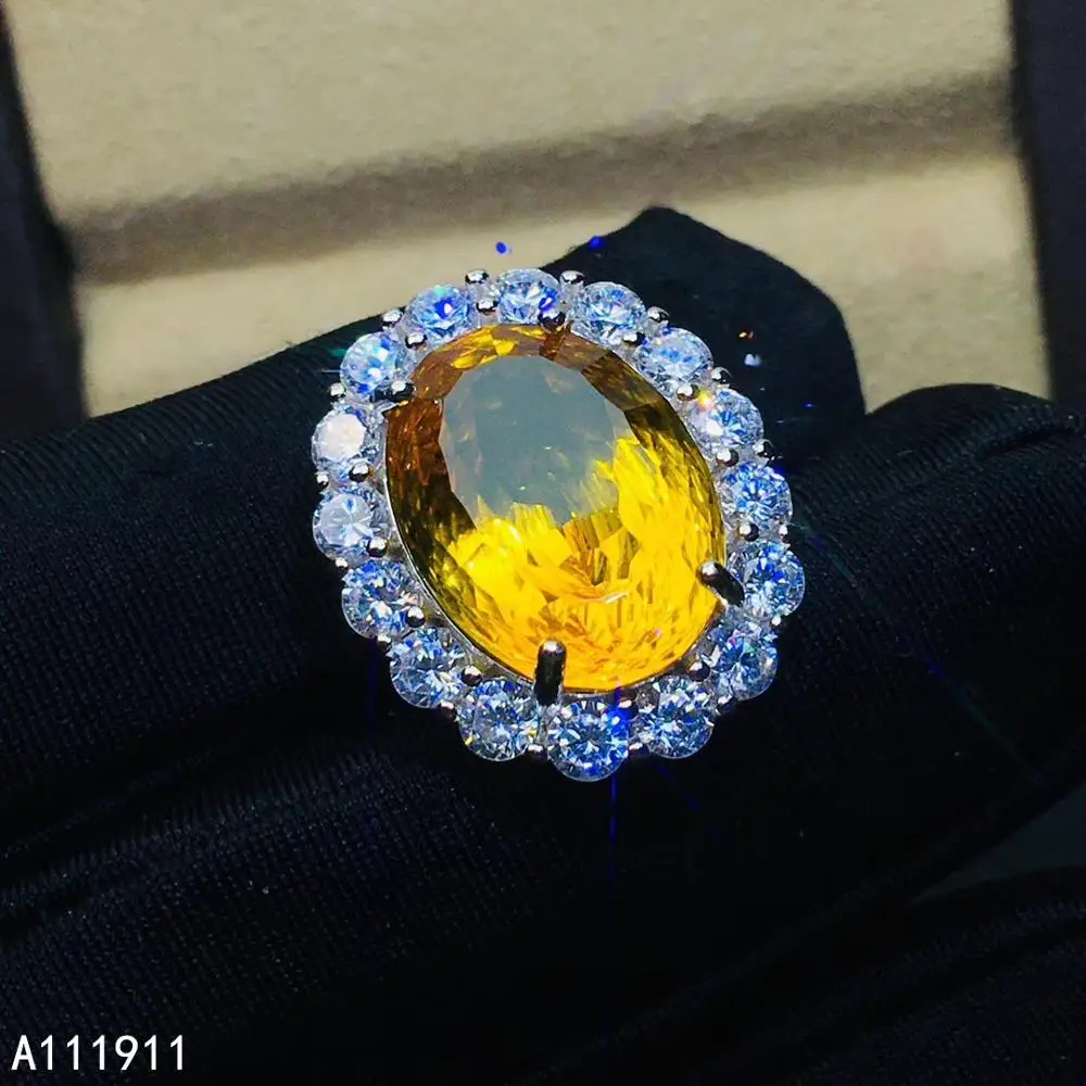 KJJEAXCMY Fine Jewelry 925 Sterling Silver Inlaid Citrine Gemstone Trendy Ladies Ring Fashion Popular