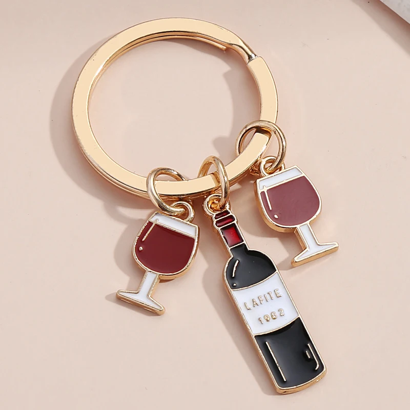 Enamel Keychain Beer Key Ring Beer Cup Red Wine Key Chain Bar Souvenir Gift For Women Men Handbag Accessorie Car Hanging Jewelry