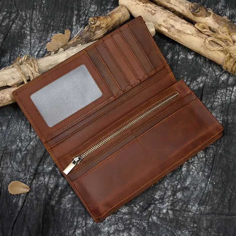 Fashion Vintage Long Purse Inner Zip Wallet Men Women Credit Card