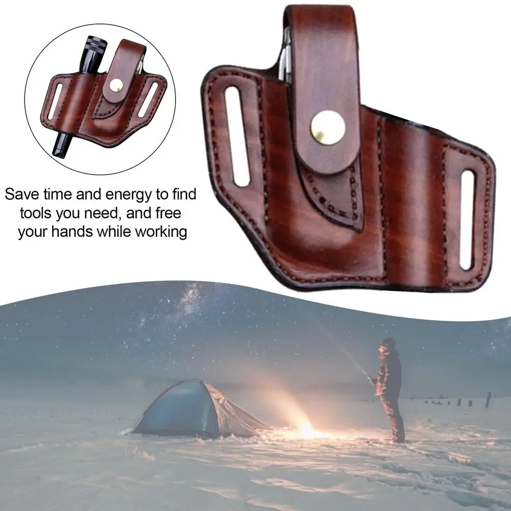 Flashlight Leather Sheath Multitool Sheath EDC Pocket Organizer Holster Pouch Bag Pocket Hunt Camp Outdoor Carry Multi Gear