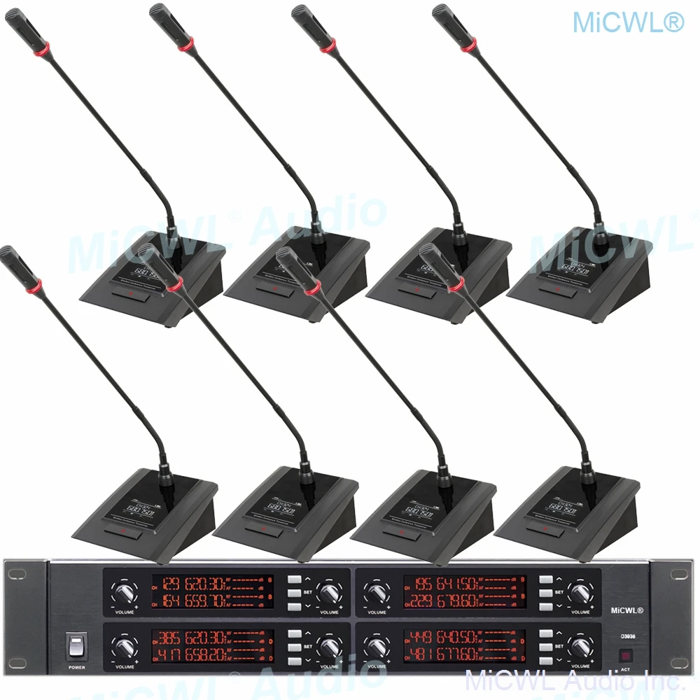 

MiCWL 8 Desktop Gooseneck Wireless Microphone Luxury Conference 4 Table System