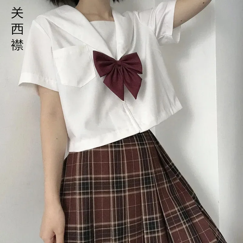 2020 Japanese School Uniform For Girls Long Sleeve White Shirt School Dress Jk Sailor Suit Tops Business Work Uniforms For Women