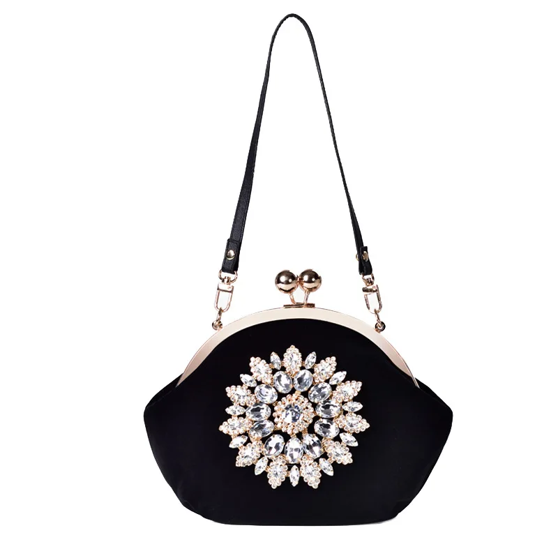 Damen Umhängetasche rote Braut Hochzeits feier Abend taschen Strass Blume Clutch Geldbörse Pu Strap Griff Damenmode Handtasche