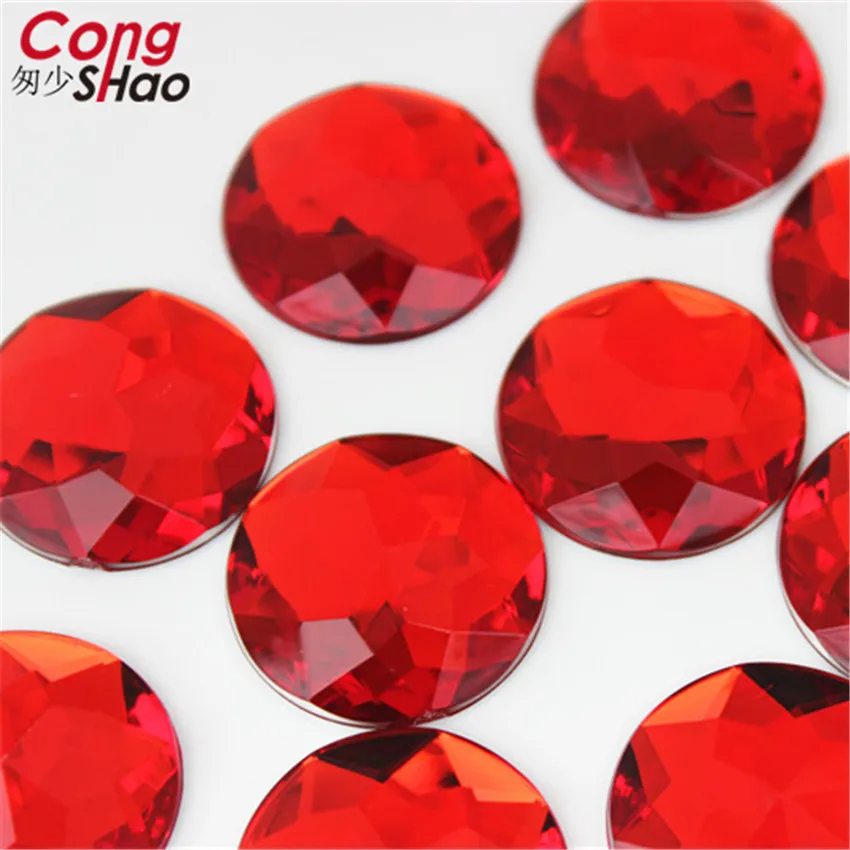 Cong Shao 20pcs 25mm Colorful Acrylic Rhinestone Round Flat Back Beads Crystal Stones DIY Costume Jewelry Accessories ZZ156