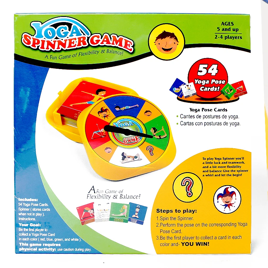 Jeu de Yoga Spinner avec 54 Cartes de Pose pour Enfant, Jeu Récompensé pour Parents et leurs Enfants, 2 + Joueurs