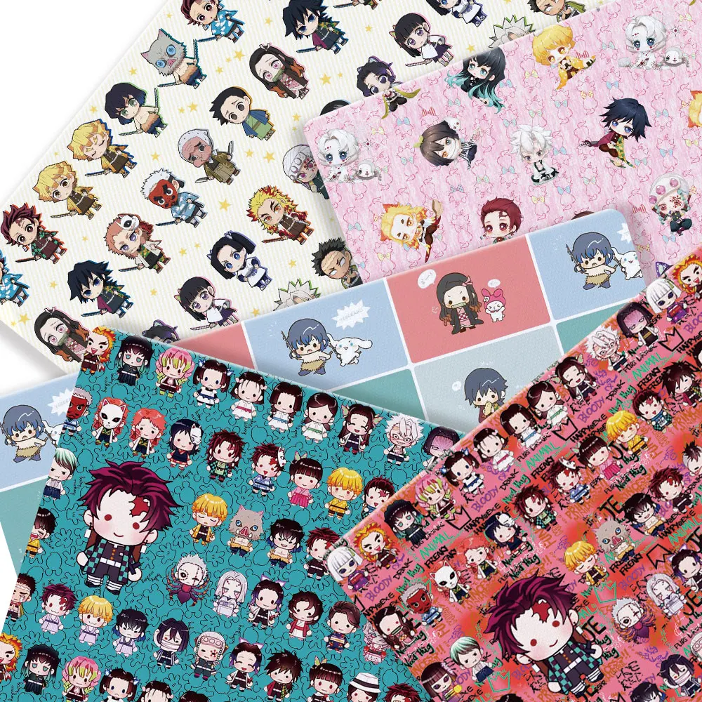 Demon Slayer characts Stof Cartoon Hot Diy 140X50Cm Polyester Katoen Fabrichandmade Naaien Patchwork Bedrukte Stof Stof Anime