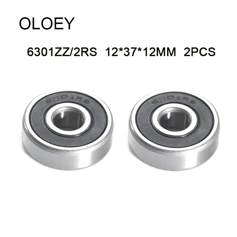 2pcs/lot 6301ZZ 6301 2RS 6301 Z ZZ Ball bearing 12*37*12mm Double cover Deep Groove Ball bearing 12x37x12mm