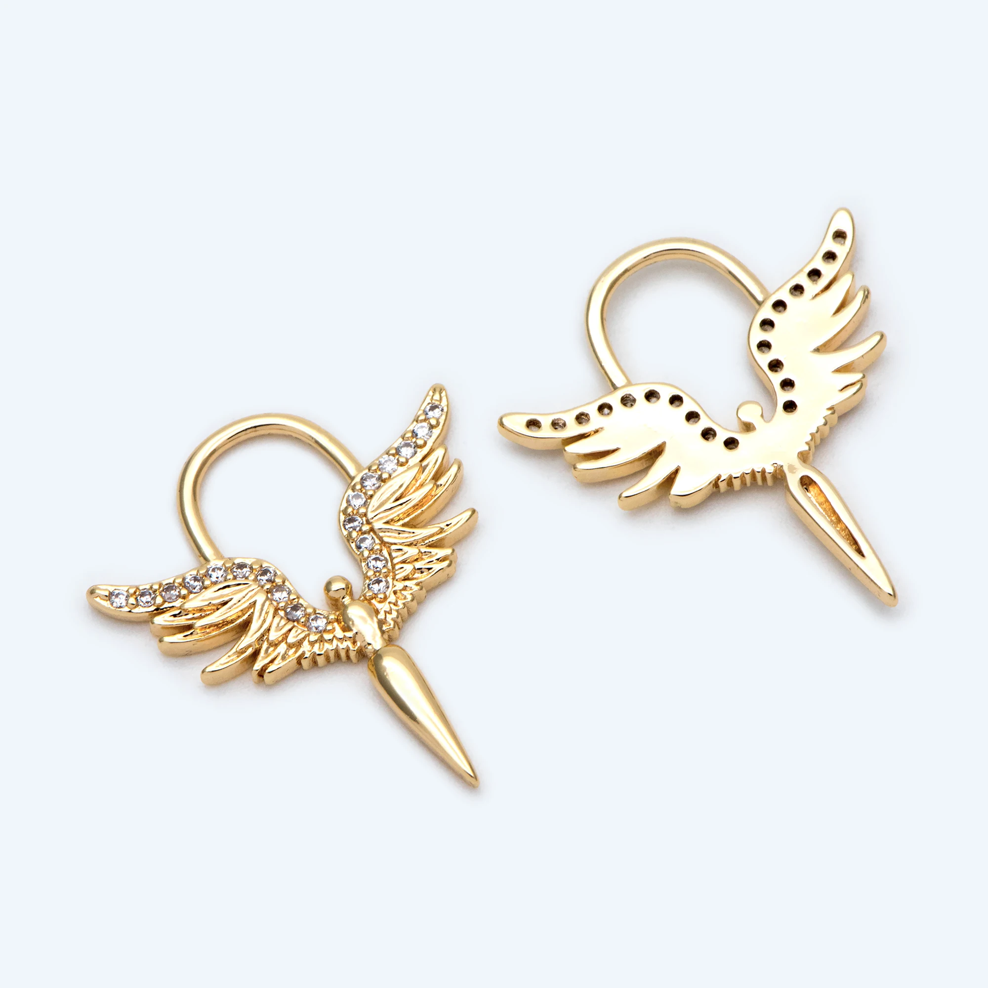 

10pcs CZ Paved Gold Angel Wing Charm, Isis Charm, Goddess Pendant, Necklace Charm (GB-1810)