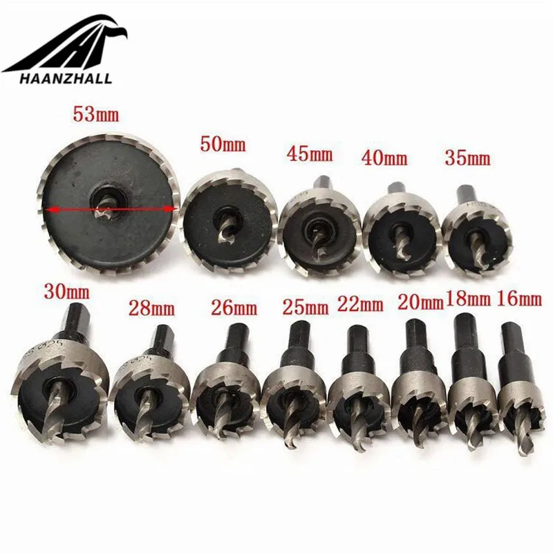 12pcs! 15-50mm HSS Drill Bit Set Holesaw Hole Saw Cutter Drilling Kit Hand Tool for Wood Stainless Steel Metal Alloy Cutting