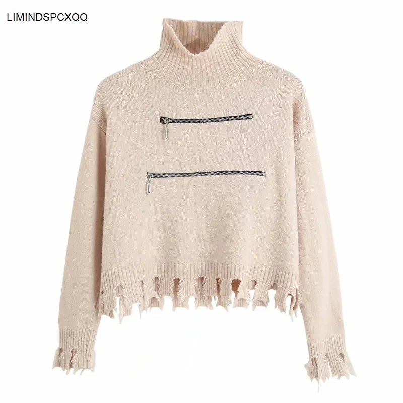 2021 Autumn Winter Casual Female Short Sweaters Turtleneck Pullovers Long Sleeve Solid Stretch Korean Top Knit Sweater Women