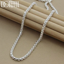 DOTEFFIL 925 Sterling Silver 5mm Round Box Chain 18/20/24 Inch Necklace For Woman Men Fashion Wedding Engagement Charm Jewelry