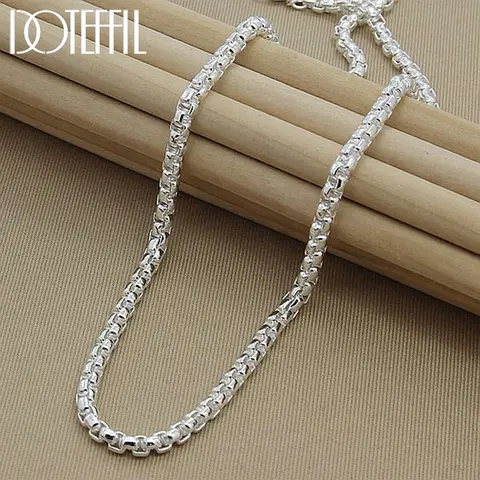 Silver Sterling Round Box Chain Necklace 5mm 18 24 Inch DOTEFFIL