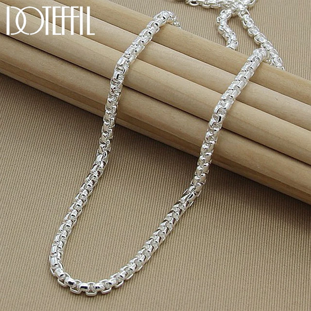 DOTEFFIL 925 Sterling Silver 5mm Okrągły łańcuszek 18/20/24 cali Naszyjnik dla kobiet Mężczyźni Moda Ślub Zaręczyny Biżuteria z wisiorkiem