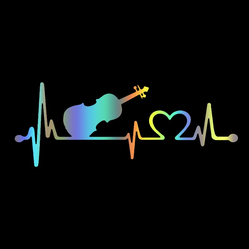S51388 Various Sizes/Colors Car Stickers Vinyl Decal Violin Heartbeat Lifeline Motorcycle Decorative Accessories Creative