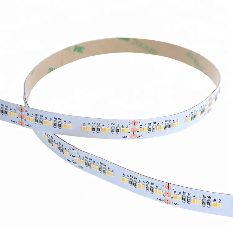 

5M CCT Dual White DC24V 10MM PCB 240Leds/m 19.2W 2216 SMD Fexible LED Strip 7-10LM WW+W 2216 Dimming High Lumen Tape