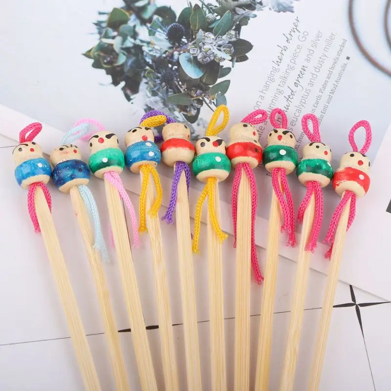 Cute Mini Doll Earpicks Wood Bamboo Ear Picks Wax Remover Cleaner Ear Care Tool