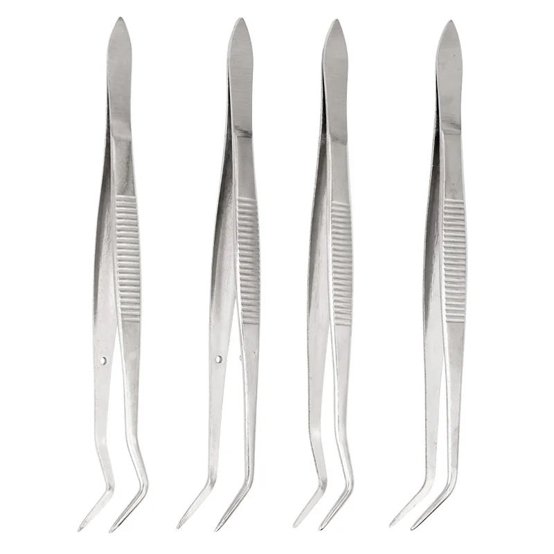 1pc/3 sztuk 16cm pincety stomatologiczne ze stali nierdzewnej chirurgiczne ząbkowane zakrzywiona pinceta Pincers Forcep pielęgnacja jamy ustnej