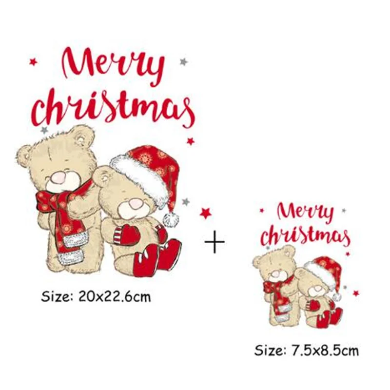 NEW Sticker Merry Christmas Parch Heat Transfer Patches FOR Clothing Decoration Diy Accessory It On Iron-on Patches