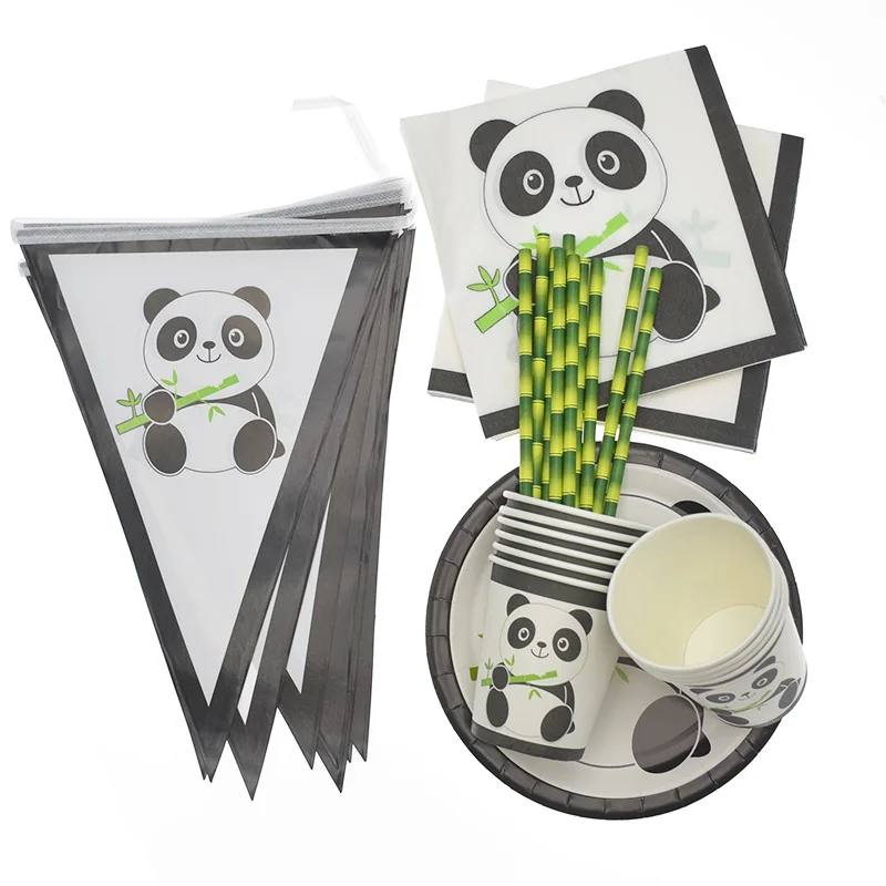 Panda Party Decorations Supplies Happy Birthday Banner Balloons Panda Cake Toppers and Gift Bags for Panda Bear Baby Shower