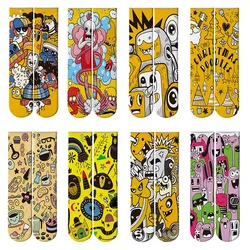 Neue Herren Socke Marke Lustige Cartoon Doodle Muster Hip Hop Kühle Socken Für Frauen Glückliche Harajuku Skate Lange Socken Bunte