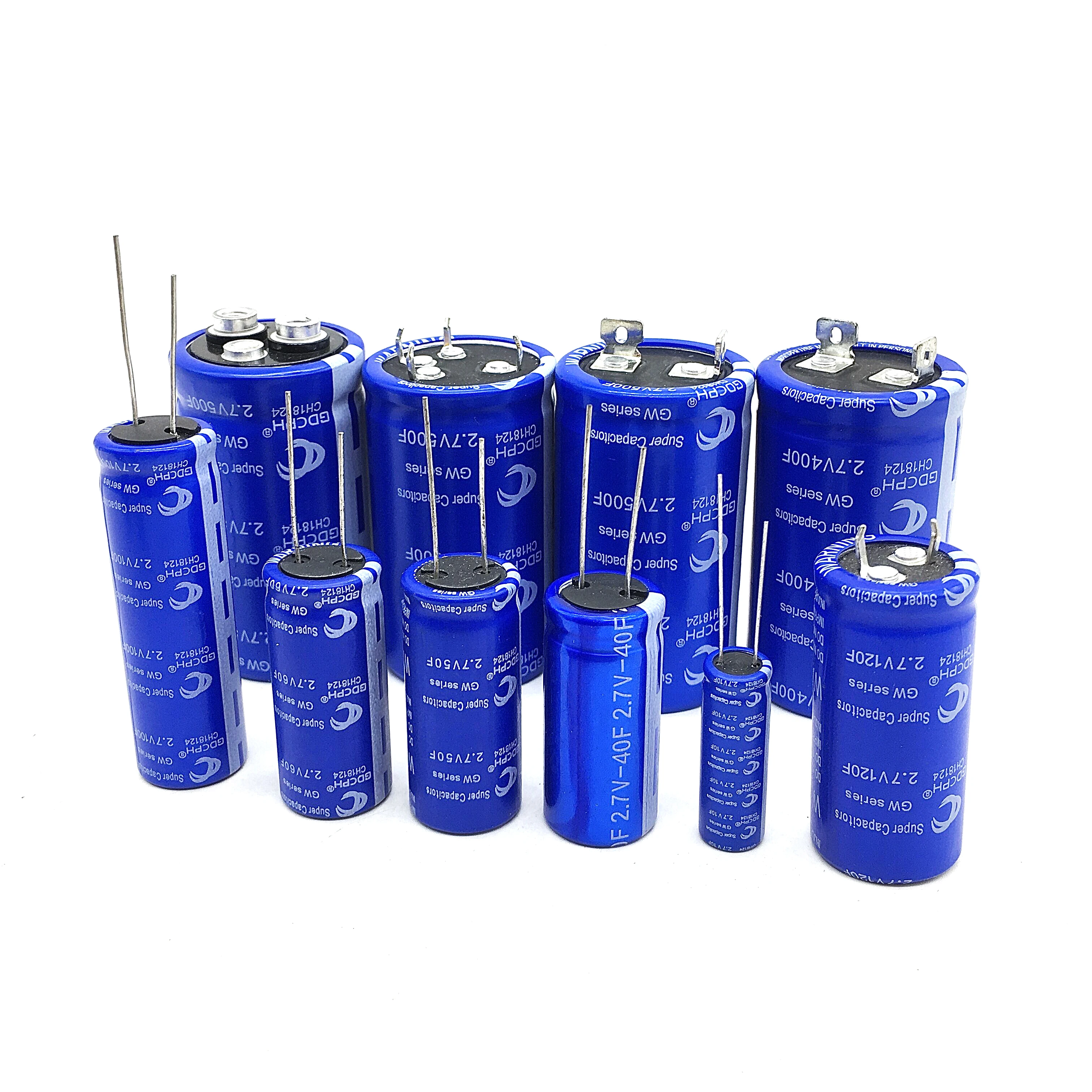 Super Capacitors 2.7V Series 10F 40F 50F 60F 100F 120F 360F 400F 500F 2.7V capacitors