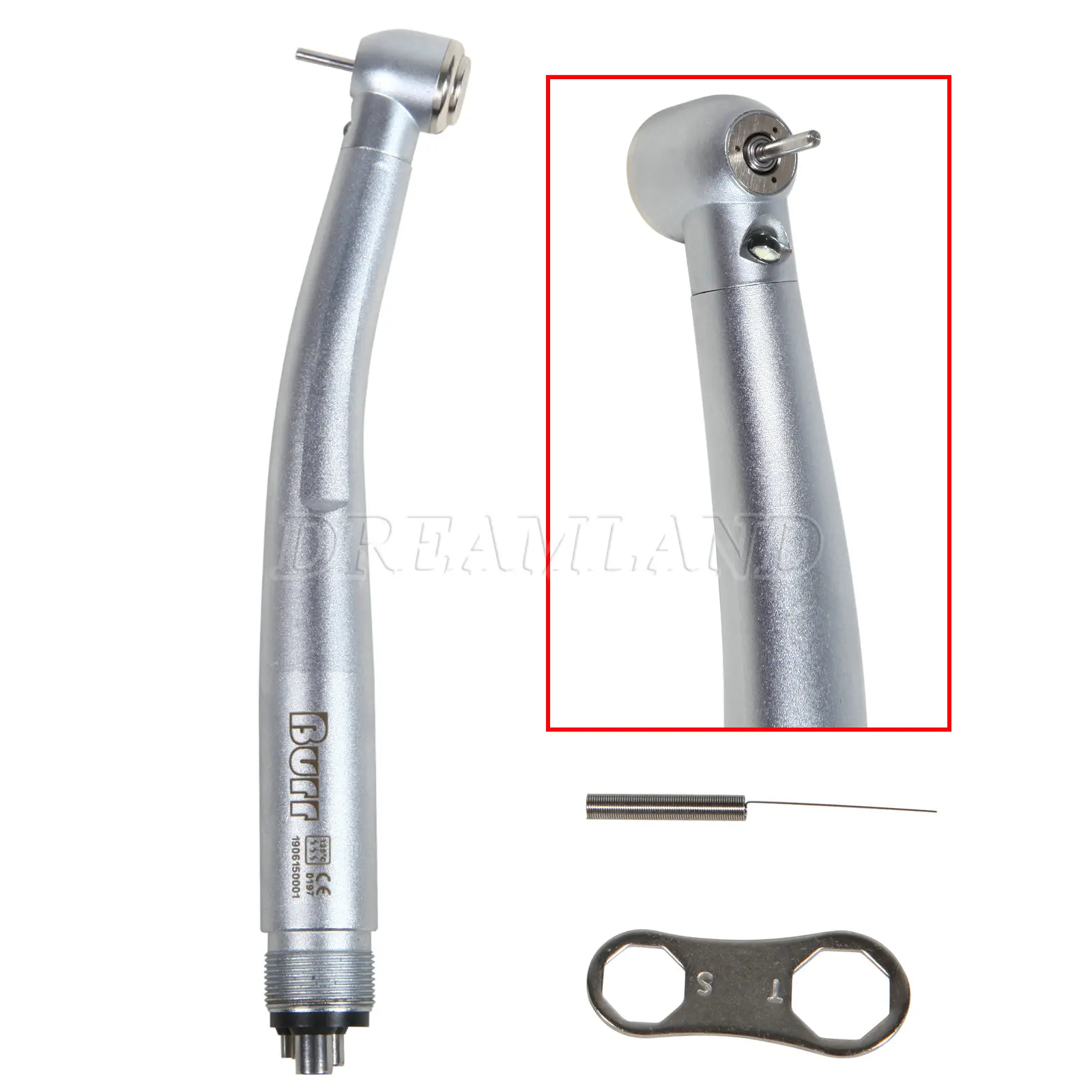 KAVO ทันตกรรมสไตล์ E-Generator LED ไฟเบอร์ออปติก Turbine /No-LED ปุ่มกด Handpiece ความเร็วสูง4รู Burr US สต็อก/Burs