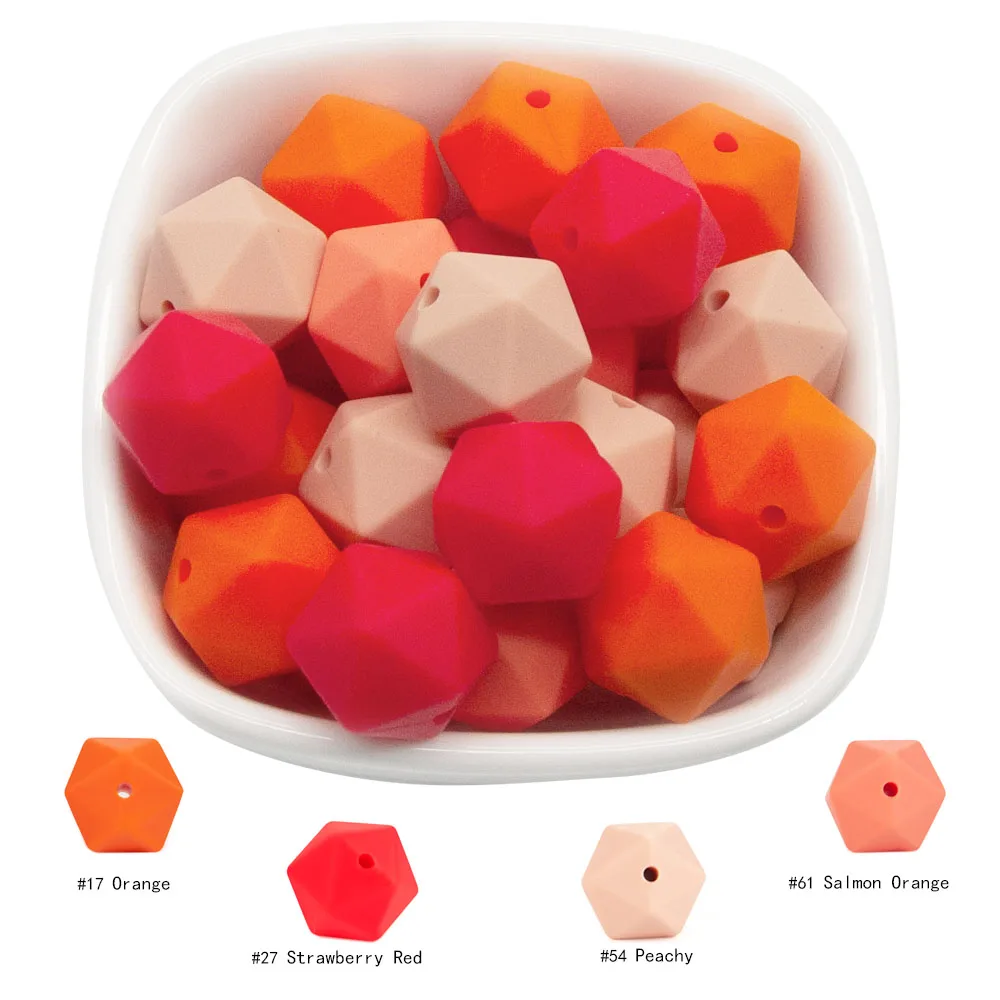 10PCS Silicone Beads Polygon 17mm 10pcs BPA Free sensory  Baby products Chewable Teething Pacifier Baby toy