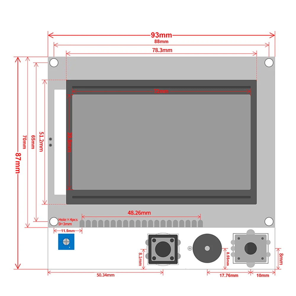 Ramps 1.4 Lcd Smart Controle Moederbord RAMPS1.4 Monitor Scherm 12864 Lcd Bedieningspaneel Board Kabel 3D Printer Deel