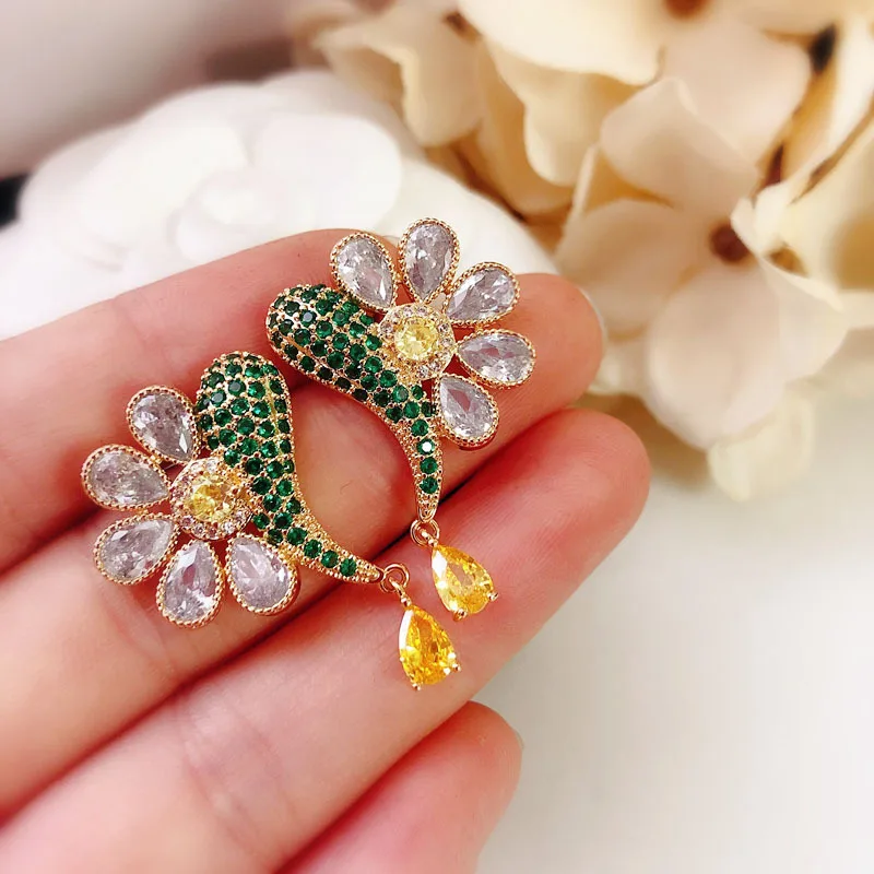 Stud Drop Earrings For Women 925 Silver Needles Water Drop Flower Luxury Top Quality Accessory Gift Fine Jewelry Drop shipping 6