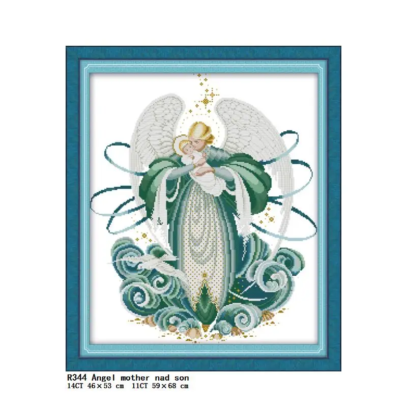 Angel Mother and Child Character Pattern Cross Stitch 14CT 11CT Counted Canvas Fabric Embroidery Kits Needle and Thread Sewing