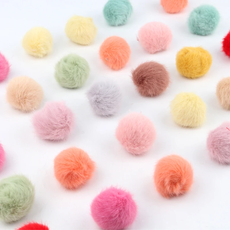 Pompnes 25mm Fur Balls Fluffy Pompoms 2.5cm DIY For Keychain Jewelry Earring Pom Pom Ball DIY Crafts Hair Accessories 10pcs