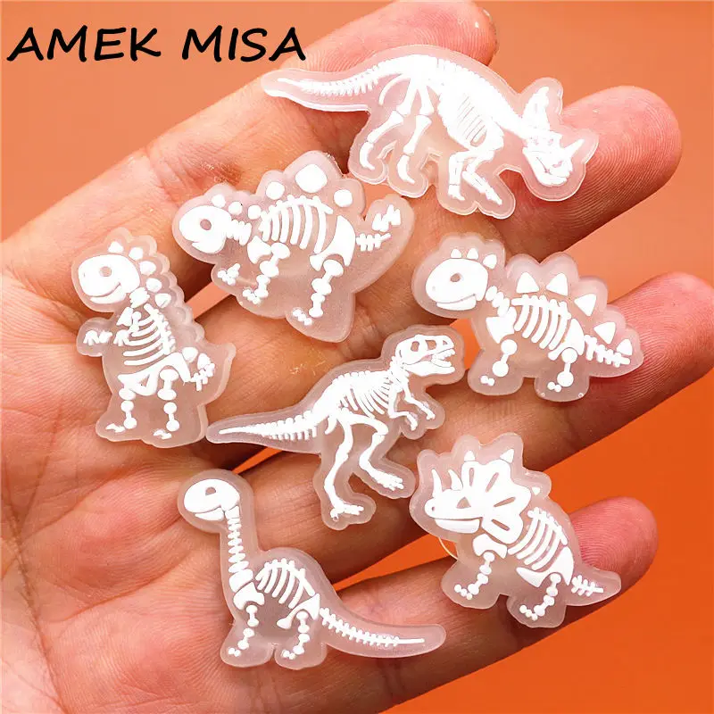 1pcs Luminous Shoe Charms Fluorescent White Dinosaur Skeleton PVC Shoe Buckle Decoration Upper Clips Fit Party Kids Gifts U286