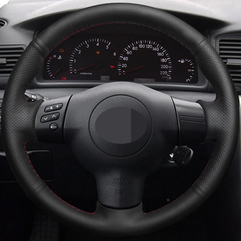 DIY Black Faux Leather Car Steering Wheel Cover For Toyota Corolla Caldina RAV4 Wish Scion tC xA xB 2003 2004 2005-2010