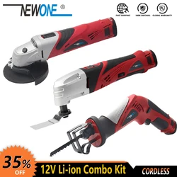 NEWONE 12V Electric Cordless Li-ion Angle Grinder Oscillating tool Reciprocating saw power tool combo kit with battery