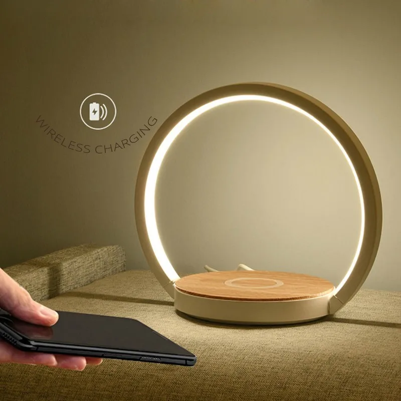 Lampade da tavolo per studio camera da letto luci di lettura protezione degli occhi tocco illuminazione dimmerabile Luminaria telefono lampada da comodino di ricarica Wireless