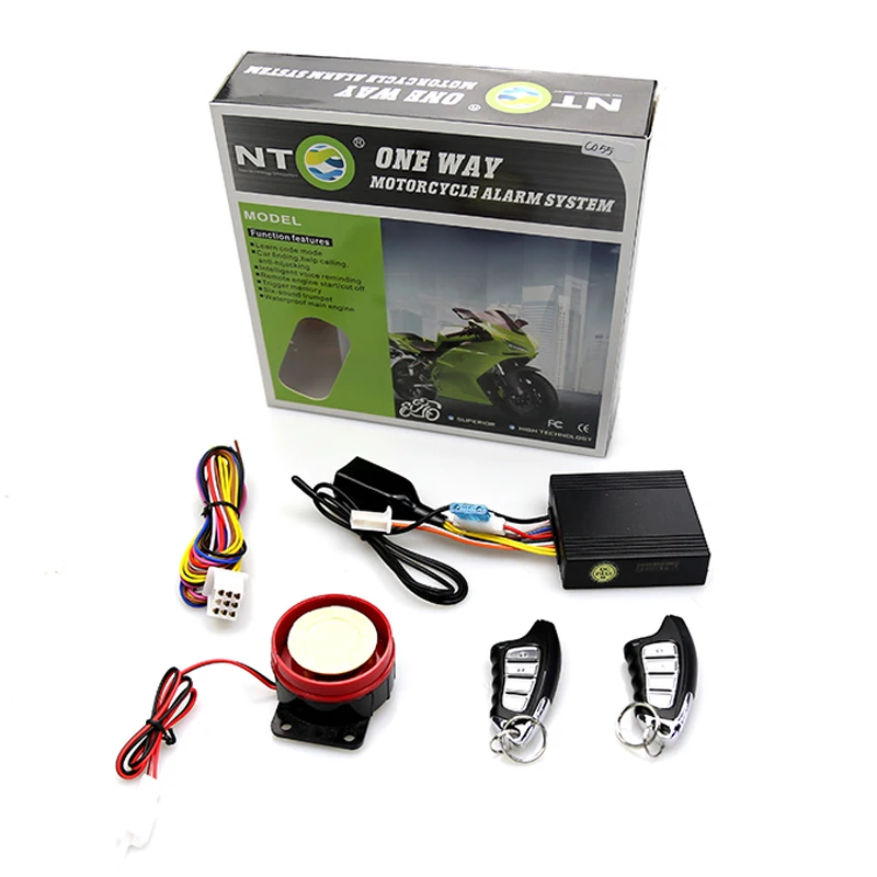 

NTO 12V Motorcycle Anti-Theft Device Adjustable Sensitivity Alarm Automotive Smart System with 2 Remote Controller