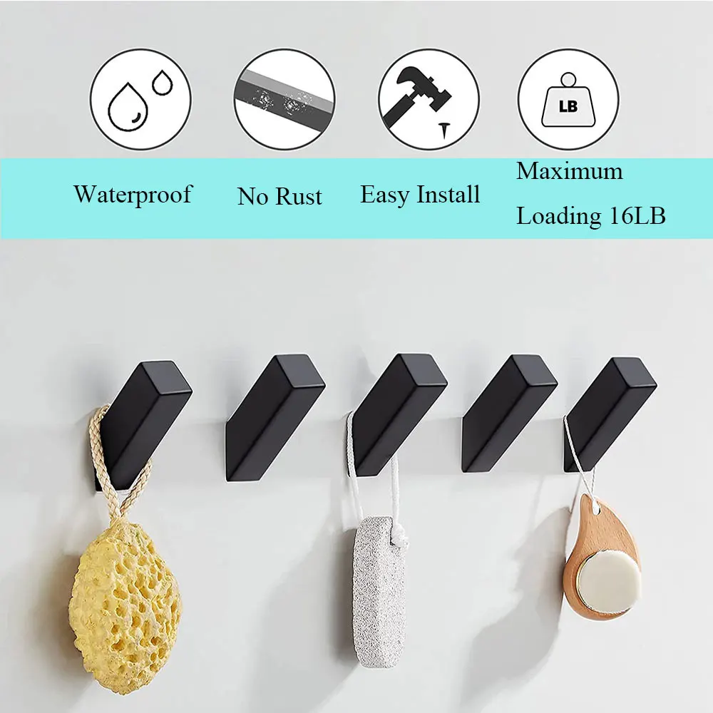 2/4 Uds. Gancho de acero inoxidable 304 para ropa, abrigo, sombrero, toallas, gancho para bata de estilo cuadrado, montado en la pared para baño, cocina, garaje Universa